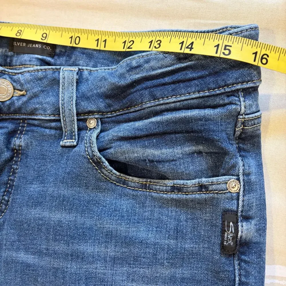 Silver Jeans Distressed Girlfriend Skinny Jeans Stretch Off Duty Model W31 L29 - Picture 6 of 16